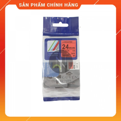[Combo 5 hộp] Nhãn In đa lớp Tz2-451 - Đen nền đỏ 24mm x 8m - Hàng nhập khẩu