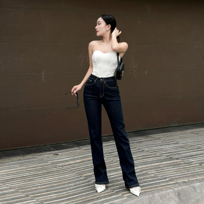 Quần Jean Ống Đứng Lưng Cao Dáng Slim Indigo Aaa Jeans