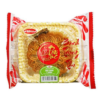 Bánh trung thu dinh dưỡng đậu xanh - gấc 1 trứng 150 gam Bibica (40A)