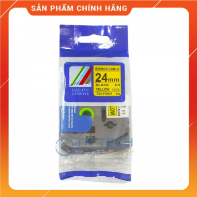 Nhãn In Tz2-FX651 - Đen nền vàng 24mm x 8m - Dùng cho máy in BROTHER - AIMO - PUTY [Hàng Nhập Khẩu]