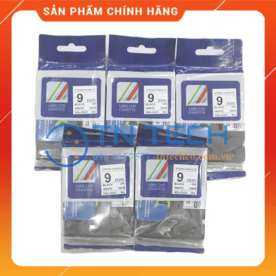 Nhãn In HZE-S221 - Đen nền trắng 9mm x 8m - Dùng cho máy in BROTHER - AIMO - PUTY [Hàng nhập khẩu]