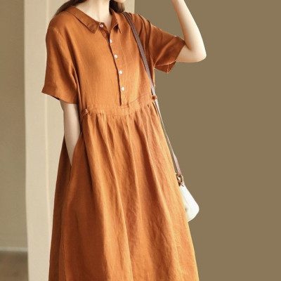 Đầm suông Linen mẫu mới thiết kế sang chảnh không kén dáng da215