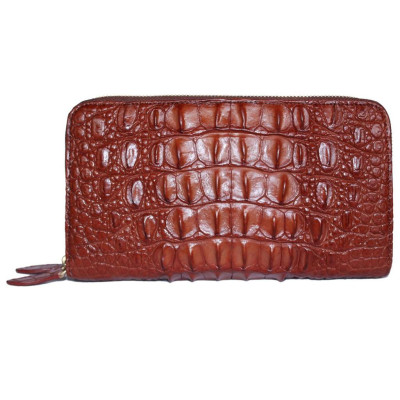 HC3739 - Ví nữ da cá sấu Huy Hoàng nhiều ngăn gai cầm tay màu nâu đỏ