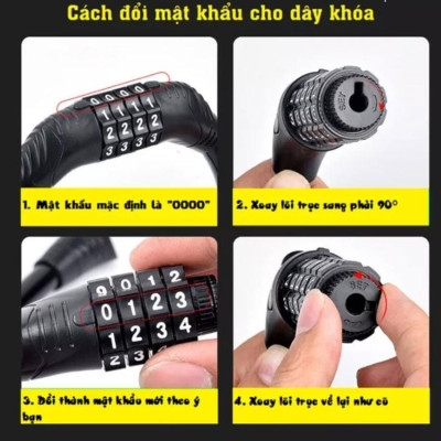 Khóa Xe Đạp Thể Thao Với Mật Mã 4 Số Chống Trộm, Khóa Số Chắc Chắn, An Toàn