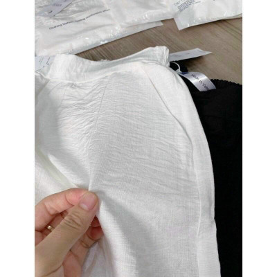 Quần culotte ống suông chất liệu đũi cạp chun sau thoáng mát tôn dáng