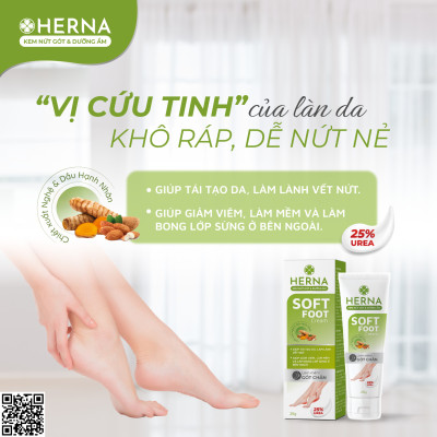 KEM NỨT GÓT & DƯỠNG ẨM Herna - Giúp cải thiện tình trạng da khô rát, nứt nẻ, bong tróc, sần sùi