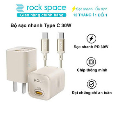 Bộ sạc nhanh type-c cho ip15 ROCK Ice²Cube sạc nhanh 30W - Hàng chính hãng Rockspace bảo hành 12 tháng