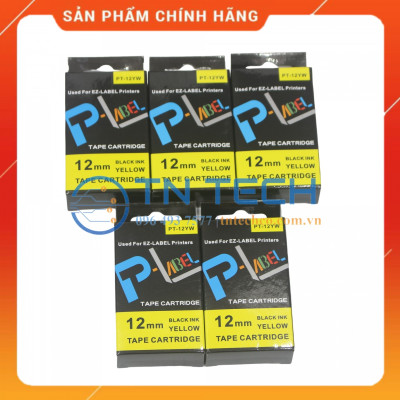 Nhãn in CASIO PT-12YW - Chữ đen nền vàng 12MM x 8M - Dùng cho máy in nhãn CASIO [Hàng nhập khẩu]