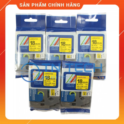 Nhãn In Tz2-641 - Đen nền vàng 18mm x 8m - Dùng cho máy in BROTHER - AIMO - PUTY [Hàng Nhập Khẩu]