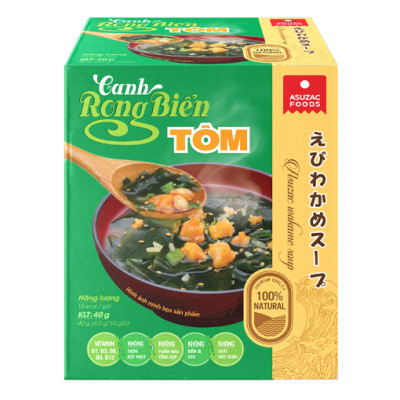 Thùng Canh rong biển tôm Asuzac 12 hộp (120 gói x 4g)