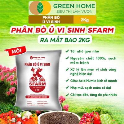 Phân Bò Ủ Vi Sinh GreenHome, Sfarm, Bao 5kg, Bổ Sung Dinh Dưỡng Đa, Trung, Vi Lượng Và Acid Humic