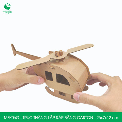 MFK06G - Trực thăng carton - 26x7x12 cm - Đồ chơi lắp ráp mô hình từ bìa carton cứng cao cấp