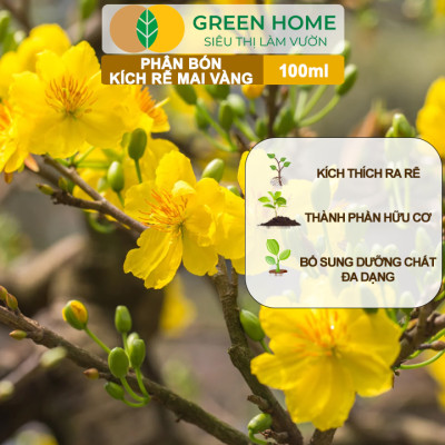 Phân Bón Kích Rễ Mai Vàng GreenHome, Hũ 100ml, Ra Rễ Cực Mạnh Dùng Giâm, Chiết Cành, Chuyên Hoa Mai