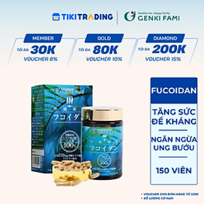 Fucoidan Genki Fami Nhật Bản, Tăng Cường Đề Kháng, Miễn Dịch, Hỗ Trợ Ngăn Ngừa Ung Bướu Hộp 150 viên