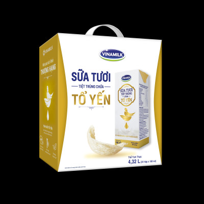 Thùng 24 hộp Sữa tươi tiệt trùng chứa tổ yến Vinamilk Green farm - hộp 180ml