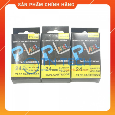 Nhãn in CASIO PT-24YW - Chữ đen nền vàng 24MM x 8M - Dùng cho máy in nhãn CASIO [Hàng nhập khẩu]