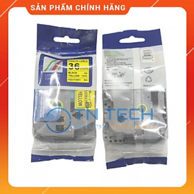 Nhãn In HZE-FX661 - Đen nền vàng 36mm x 8m - Dùng cho máy in BROTHER - AIMO - PUTY [Hàng nhập khẩu]