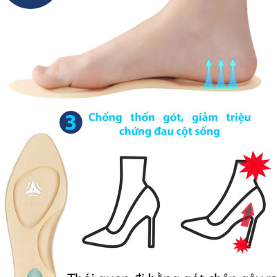 2 cặp Lót giày cao gót mũi nhọn 4D có gờ giảm sốc đệm êm nguyên bàn chân - buybox - BBPK65-2