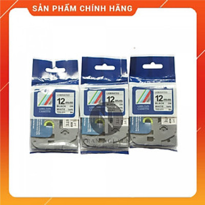 [Combo 3 hộp] Nhãn In đa lớp Tz2-231 - Đen nền trắng 12mm x 8m - Hàng nhập khẩu