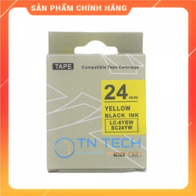 Nhãn in TEPRA - EPSON LC-6YBW (SC24YW) – Chữ đen nền vàng 24MM X 8M  - Dùng cho máy in nhãn TEPRA - EPSON [Hàng nhập khẩu]