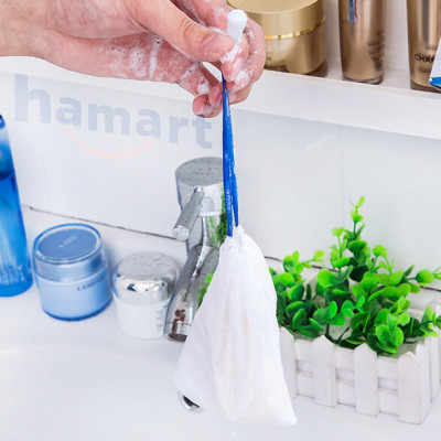 Túi Lưới Đựng Xà Phòng Tạo Bọt Xà Bông Tắm 2 Lớp Có Dây Rút Treo Tường Tiện Lợi Nhiều Màu