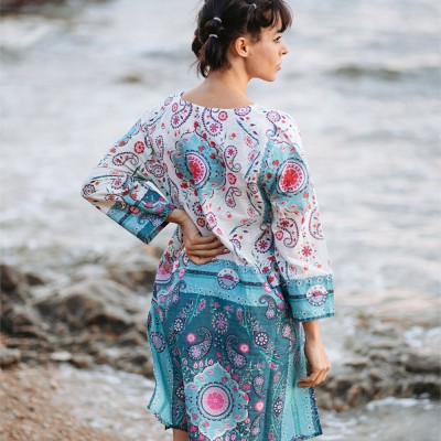 Đầm Xẻ Tà Kết Cườm Cotton Isla Bonita