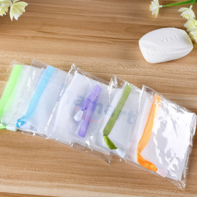Túi Lưới Đựng Xà Phòng Tạo Bọt Xà Bông Tắm 2 Lớp Có Dây Rút Treo Tường Tiện Lợi Nhiều Màu