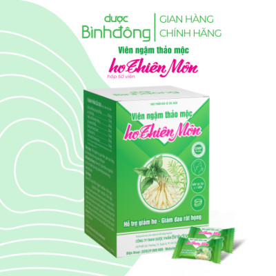 Viên ngậm thảo mộc ho Thiên Môn Dược Bình Đông dạng viên xé - Hỗ trợ giảm ho, giảm đau rát họng