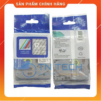 Nhãn In Tz2-135 - Trắng nền trong 12mm x 8m - Dùng cho máy in BROTHER - AIMO - PUTY [Hàng nhập khẩu]