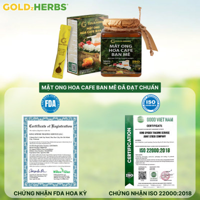 Mật ong hoa café Ban Mê GoldzHerbs, 100% nguyên chất – Hũ 500g/ Hộp 15 gói x 10g