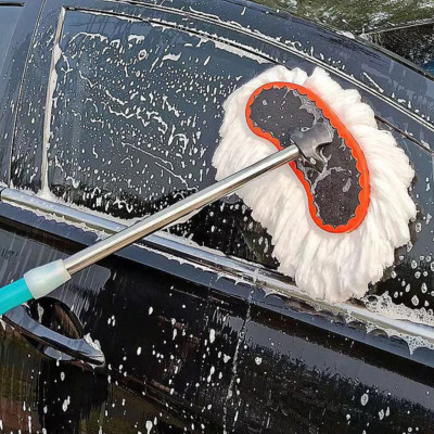 Cây Lau Rửa Xe Ô Tô Cán Dài,Sợi Lau Mềm - Chổi Dài xám cán inox bền bỉ có thể kéo dài hoặc thu gọn