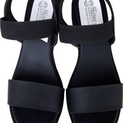 Giày sandal nữ Trường Hải gót vuông 4cm màu đen đế cao su mềm dẻo chống trơn thời trang cao cấp XDN236