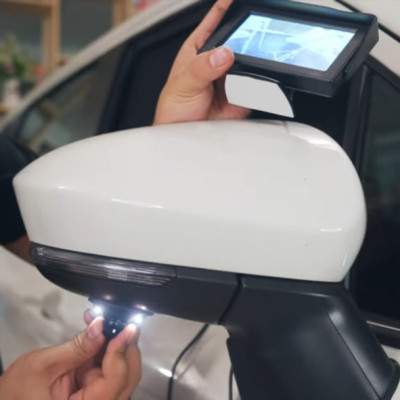 Trọn bộ MÀN HÌNH kèm Camera soi lề ô tô gắn gương cắm tẩu không đấu YOELBAER góc quay rộng không khoan