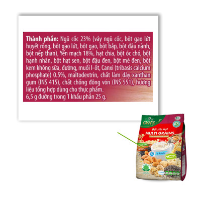Bột Sữa Hạt Multi Grains Xuân An[ít đường]Túi 400g(25g*16 gói)(Tặng Kèm 1 Túi Yến Mạch 150G)