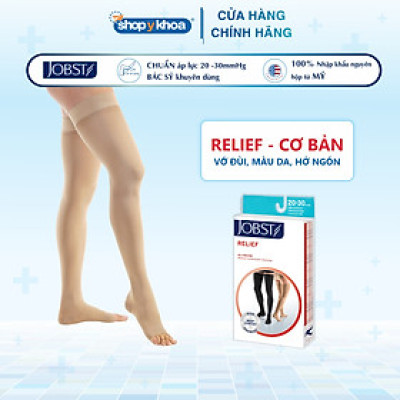 Vớ y khoa đùi Hỗ Trợ Điều Trị suy giãn tĩnh mạch chân JOBST Relief chuẩn áp lực 20-30mmHg - Da (tất y khoa)