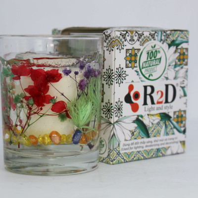 Nến Thơm Trang Trí Hoa Khô Gel Hương Hoa Hồng Chính Hãng R2D Nến Decor