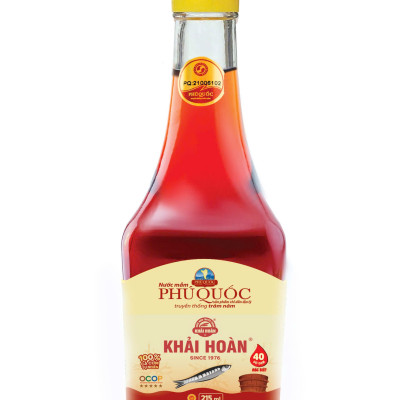 Đặc Sản Phú Quốc - Hộp 6 Chai Thủy Tinh Nước Mắm Phú Quốc Khải Hoàn 43 Độ Đạm (215Ml/ Chai) - Ocop 5 Sao