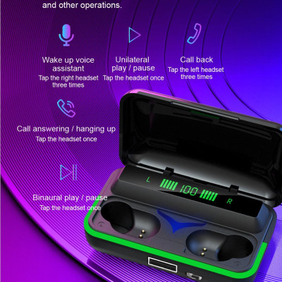 CINCATDY Tai Nghe Bluetooth True Wireless Headset Dock Sạc có Led Báo Pin Kép E10 - Hàng Nhập Khẩu