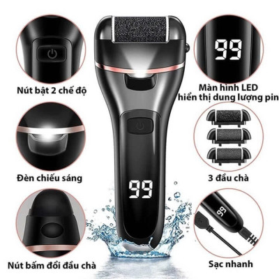 Máy chà gót chân tẩy tế bào ch.ết làm mềm sáng gót chân chuyên dụng tại nhà Chuyên Nghiệp Dùng Trong Spa Nail Rock Foot Callus remover Giao Màu Ngẫu Nhiên