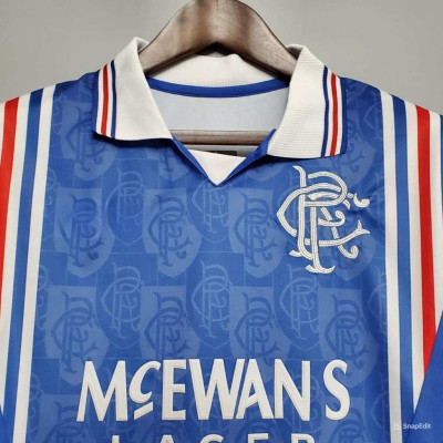 Áo Bóng Đá Retro Rangers 1996/1997 - Sân Nhà bản cao cấp vải Cotton Polyester