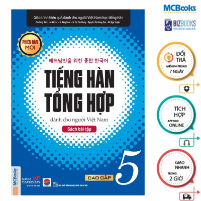 Sách - Tiếng Hàn Tổng Hợp Dành Cho Người Việt Nam Cao Cấp 5 - Sách Bài Học + Bài Tập - Bản Trắng Đen - MCBooks