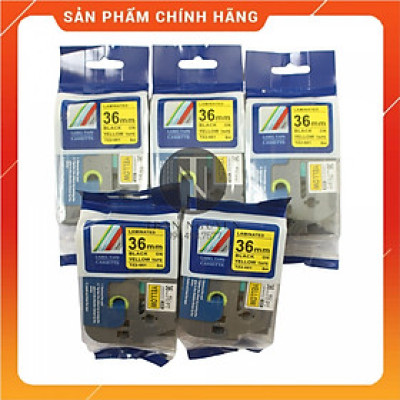[Combo 5 hộp] Nhãn In đa lớp Tz2-661 - Đen nền vàng 36mm x 8m - Hàng nhập khẩu