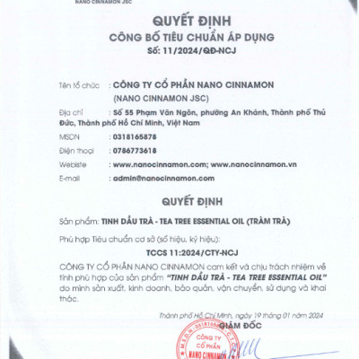 Tinh dầu Tràm Trà thiên nhiên nguyên chất Nano Cinnamon 10/30/50/100ml - cải thiện da dầu mụn. Có kiểm định
