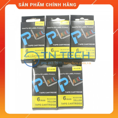 Nhãn in CASIO PT-6YW - Chữ đen nền vàng 6MM x 8M - Dùng cho máy in nhãn CASIO [Hàng nhập khẩu]