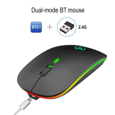 Chuột chế độ kép HXSJ T18 không dây 2.4G với DPI có thể điều chỉnh cho máy tính xách tay