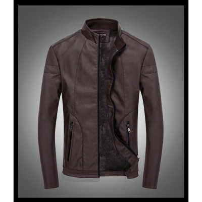 ÁO KHOÁC DA NAM LÓT LÔNG -NÂU