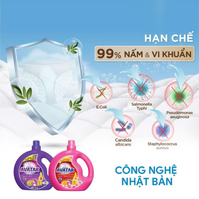 Combo 2 Can Nước Giặt Xả Vải Hương Hoa Anh Đào Avatar ( 2 kg/ Can )