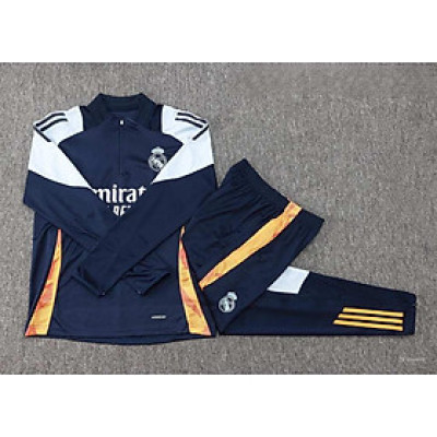 Bộ Quần Áo Thể Thao Nỉ Real Madrid - Xanh bản nhập Trung cao cấp