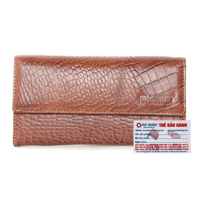 Bóp nữ vân cá sấu Huy Hoàng vân nhỏ 3 gấp màu da, đen, nâu HC3148-49-50