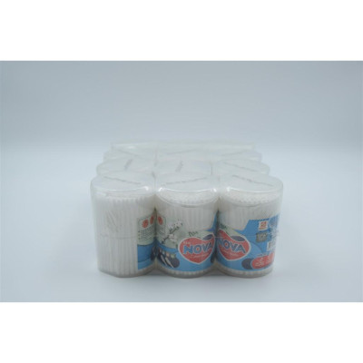 Tăm Bông Vệ Sinh NOVA Hộp Vát Size M – Combo Lố 12 Hộp x 160 Que (TB01-017), Đầu Bông Mịn, Không Rụng Sợi